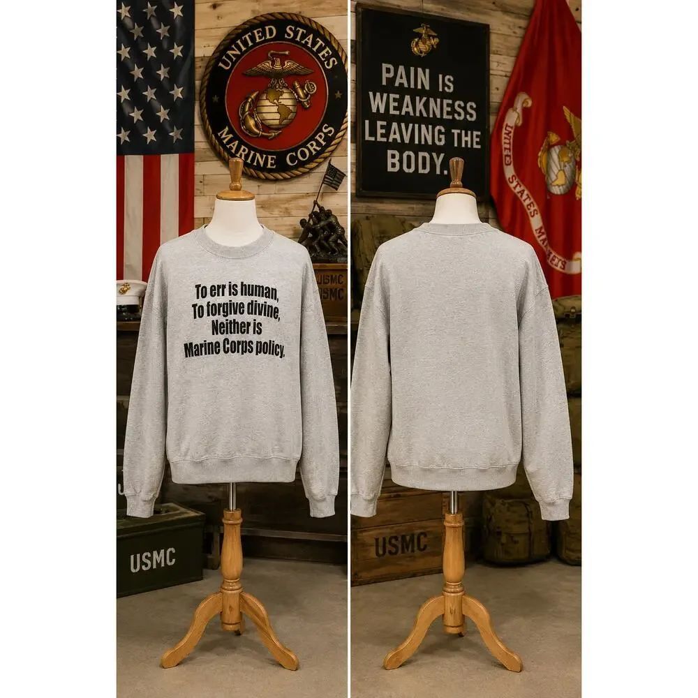 Vintage USMC Marine Corps Policy Crewneck Sweatshirt XL Gray